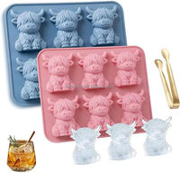 Moule à glaçons portable en silicone 3D en forme de vache des Highlands, réutilisable, de qualité alimentaire, pour boissons froides et chaudes, idéal pour la pâtisserie et la préparation culinaire