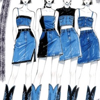 Set Denim Gaya Akademi Vintage Wanita Berkualitas Tinggi, Dapat Disesuaikan, Dapat Dicuci, Bermotif Gambar Tangan, Pakaian Kasual 100% Katun