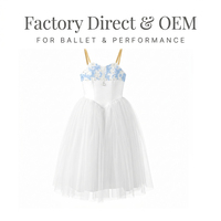 Robe de tutu de ballet romantique bleue et blanche, variation Casse-Noisette Fée des Neiges, tenue de scène professionnelle