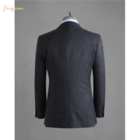 Costume Homme Croisé Rayé Gris Foncé en Tissu TR Coupe Slim 2 Pièces pour Affaires, Cérémonies et Mariages – Ensemble Blazer et Pantalon
