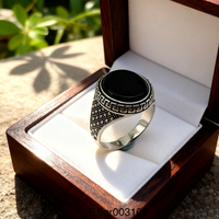 Kaanjewelry 925 Sterling Silber Siegelring für Herren mit ovalem schwarzem Onyx-Stein und griechischem Muster, graviert, edler Silberschmuck