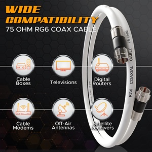 <span class=keywords><strong>Cable</strong></span> coaxial RG6 con conectores tipo F Juego de <span class=keywords><strong>cable</strong></span> de extensión de <span class=keywords><strong>cable</strong></span> de satélite aéreo de <span class=keywords><strong>TV</strong></span> digital de banda ancha de alta velocidad - Product Image 2