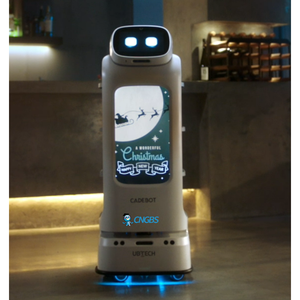 High Load Bearing 40kg Advertising Delivery Robot com expressões dinâmicas 270 ° Open Tray Life for Catering Services Industry - Product Image 5