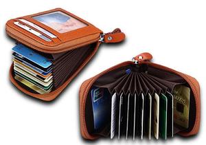 Portefeuille <span class=keywords><strong>accordéon</strong></span> en cuir véritable avec <span class=keywords><strong>fenêtre</strong></span> d'identification RFID 11 fentes pour cartes de crédit - Product Image 6