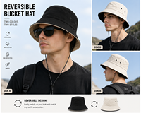 Chapeau Bob Réversible Personnalisé en Coton Double Face, Chapeau de Pêcheur Bicolore, Fabricant OEM ODM