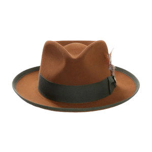 Otoño Invierno Fedora Sombrero <span class=keywords><strong>de</strong></span> hombre Ala corta Moda Jazz Plain Venta al por mayor <span class=keywords><strong>Sombreros</strong></span> Fedora suaves para caballeros con plumas - Product Image 4