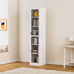 Estantería de metal vertical blanca moderna, armario de almacenamiento de <span class=keywords><strong>libros</strong></span> <span class=keywords><strong>con</strong></span> <span class=keywords><strong>puertas</strong></span> de vidrio <span class=keywords><strong>para</strong></span> <span class=keywords><strong>muebles</strong></span> de sala de estar - Product Image 6
