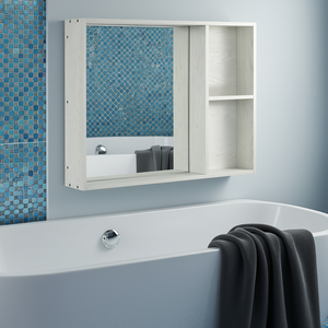 White 2-Tier Medicine Cabinet Wall Mounted 25.5x31.5 Bath <b>Mirror</b> Organizer Contemporary Bathroom Storage - Product Image 2