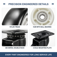 Roda Caster Putar Tugas Berat Nylon PU Troli 360 Derajat Dengan Rem Roda Gerobak Furnitur Kustom OEM ODM Pabrik Langsung