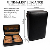 Étui à cigares en cuir tissé de qualité supérieure pour 4 cigares, boîte humidor portable en bois de cèdre, kit de voyage professionnel pour l'élite des affaires