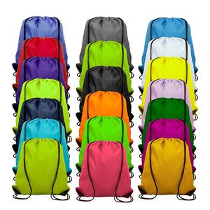 Reusable Waterproof Sport <b>Backpacks</b> Polyester <b>Drawstring</b> Bag With Custom logo - Product Image 3