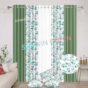 Bán Buôn Cửa Sổ In Giả Lụa 8Pcs Rèm Cửa Màn Đệm Sẵn Sàng Màn Giá Rẻ Hiện Đại Rèm Cửa Cho Phòng Khách Cửa Sổ - Product Image 3