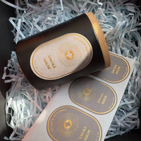 Autocollants en papier personnalisés avec logo en feuille d'or gaufrée, vente en gros, autocollants adhésifs pour pots de bougies, étiquettes d'emballage 3D