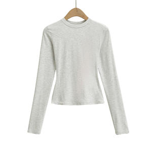 Camiseta Corta Elástica y Ajustada para <span class=keywords><strong>Mujer</strong></span> RUICHI, Camiseta Básica Sexy de <span class=keywords><strong>Manga</strong></span> Larga para Combinar con Todo - Product Image 4