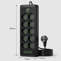 Multiprise 10 prises UE avec protection contre les surtensions, 4 ports USB et chargeur rapide Type C pour station de travail informatique
