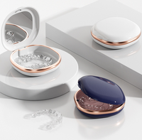 Boîte de rangement pour aligneurs et accolades transparents dentaires minces avec miroir pour impression de logo