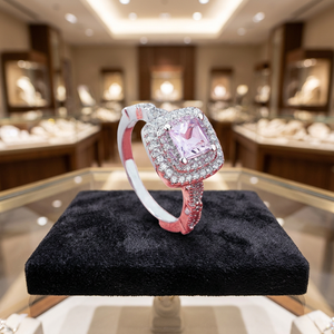 Anillo de Boda Vintage de Latón Chapado en Platino, Diseño Simple y Exquisito, con Circonita Rosa Cuadrada, Estilo Retro - Product Image 4