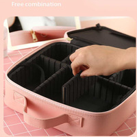 Trousse de Maquillage Transfrontalière avec Lumière LED et Miroir Grande Capacité Portable Professionnelle Double Couche