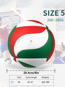Balón <span class=keywords><strong>de</strong></span> Voleibol Clásico Rojo <span class=keywords><strong>Verde</strong></span> Blanco Personalizable <span class=keywords><strong>de</strong></span> PU Talla 5 para Adultos, Resistente, Agradable al Tacto - Product Image 1