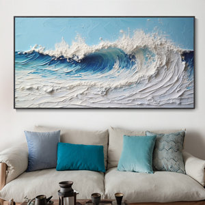 Dipinto a Olio 3D con Texture Oceano, Arte Astratta Blu Mare, Pittura alla Moda Impressionista, Decorazione per Soggiorno, Arte Murale per Casa - Product Image 2