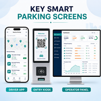 Développement d'applications de stationnement intelligentes personnalisées pour iOS/Android, disponibilité des places, navigation GPS, Internet, React Native, Flutter
