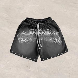 Ensemble de survêtement d'été 2 pièces personnalisable, vintage, écologique, pour homme, décontracté, avec strass, 100 % coton, t-shirt et short, imprimé en usine - Product Image 3