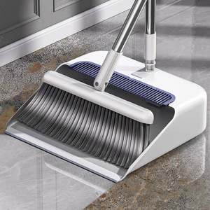 2 In 1 Broom And Dustpan Set Aluminum Handle Plastic Dustpan For Floor Cleaning Household Use - Product Image 1