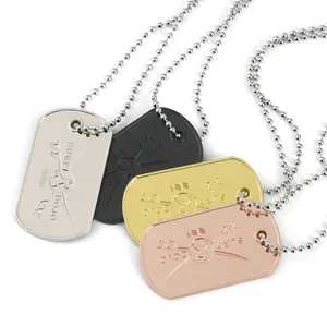 Etiqueta de perro de aleación de zinc de metal personalizada, colgante de identificación láser chapado en oro y plata, etiquetas personalizadas para usar con perros