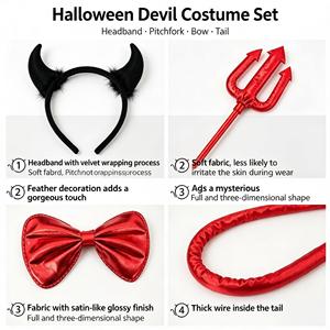 Diadema con Cuernos y <span class=keywords><strong>Plumas</strong></span>, Disfraz Rojo Sexy y Atractivo para Halloween, Cosplay, Disfraces de TV y Cine, Accesorios de Disfraces - Product Image 6