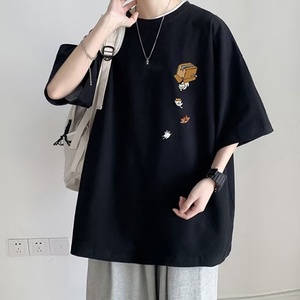 Nouvelle collection été : T-shirt homme tendance style japonais, col rond, manches courtes, en polyester durable, style Hong Kong, très prisé sur Instagram, polyvalent - Product Image 1
