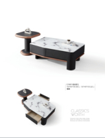 Ensemble de tables basses en bois massif de style mi-siècle, plateau en marbre, écologique, extensible, minimaliste, moderne, haut de gamme, vintage français