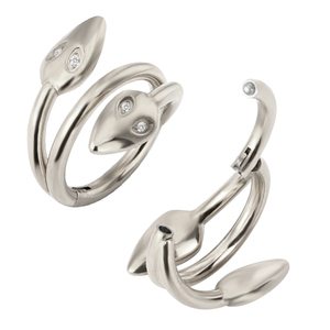 Moda ASTM F136 titanio dos cabezas Sanke con CZ ojos en forma de anillos con bisagras segmento nariz anillos vientre oreja Piercing cuerpo joyería - Product Image 3