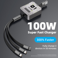 Cable de Carga Retráctil Multifuncional 3 en 1 Personalizado de 100w, Cable USB a Tipo C de Carga Rápida Micro TPE
