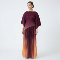 Robe femme plissée de haute qualité sur mesure, robe verte Miyake, pantalon plissé femme, ensemble deux pièces