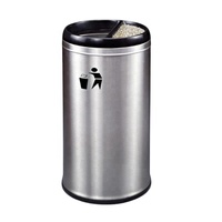 Poubelle de rangement en acier inoxydable de 54 litres, type à couvercle roulant, écologique, argentée, debout, pour usage intérieur, hall, bureau