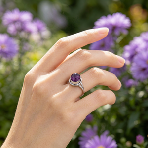 Anillo de Plata 925 con Amatista de Art Palace, Engaste de Bisel, Estilo Clásico, Unisex, para Uso Diario - Product Image 1