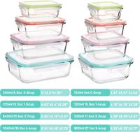 Boîte à lunch carrée en verre sans BPA de 150 ml, 240 ml, 330 ml, 640 ml avec paille, 2 compartiments, hermétique, design écologique, pour l'école, le travail, les voyages