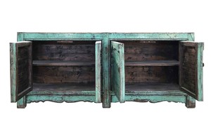 Armoire de Rangement Antique en Bois Massif Peint Long <span class=keywords><strong>Buffet</strong></span> - Product Image 4