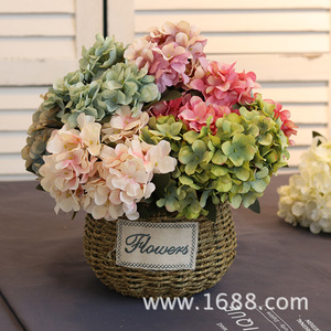 Ramo de Hortensias Artificiales Haiyi, Color Verde Lago, Flor de Seda para Decoración de Bodas, 6 Ramas, 8 Colores, Estilo Retro - Product Image 5