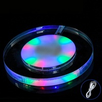 Sous-verre LED rond en plastique rechargeable par USB, écologique, avec interrupteur tactile, pour bar, tapis de boisson, support de verre