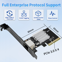 Tarjeta de Red Lekuo PR27R12 PCIe 3.0 X4 10GbE RJ45 con Chip Realtek RTL8127, Adaptador Ethernet de Puerto Único 10G/5G/2.5G/1G