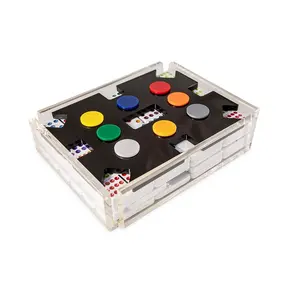 Luxe Mexican Train Dominoes Set Double 12 Domino Train Game Set with Color Tiles in Acrylic Box with Hub Centerpiece