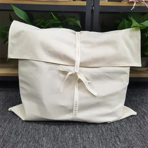 Chuanghua Custom Logo Silk Screen Organic Natural Cotton Muslin Bags Double Pouch Canvas Envelope Bag Dust Bag For Handbag Shoe