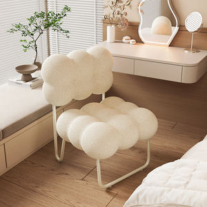 Cream Colored Bubble <b>Back</b> <b>Chair</b> <b>With</b> Lighted Mirror For Bedroom Makeup <b>Vanity</b> Use - Product Image 1
