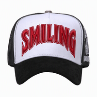 Casquette de baseball originale en gros Gorras Barbas, style camionneur, avec broderie en relief, 5 panneaux, maille noire, pour hommes et femmes