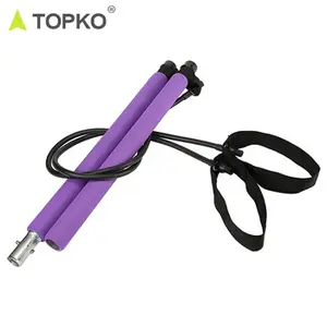 TOPKO Wholesale custom portable fitness gym bar with resistance bands pilates bar stick