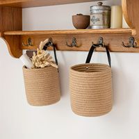 Panier de rangement rond en corde de papier tressée à la main, en fibres naturelles, pour la maison, support décoratif pour plantes, vente en gros, OEM ODM