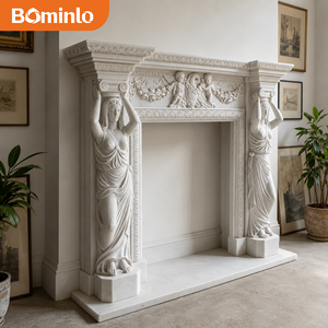 Figure de Caryatide en marbre blanc, <span class=keywords><strong>frise</strong></span> de cheminée Putti, design néoclassique sculpté à la main pour hôtel de luxe, musée, grand hall - Product Image 4