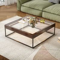 Table basse moderne de style européen en verre trempé et ensemble de table à thé carrée minimaliste pour le mobilier de salon
