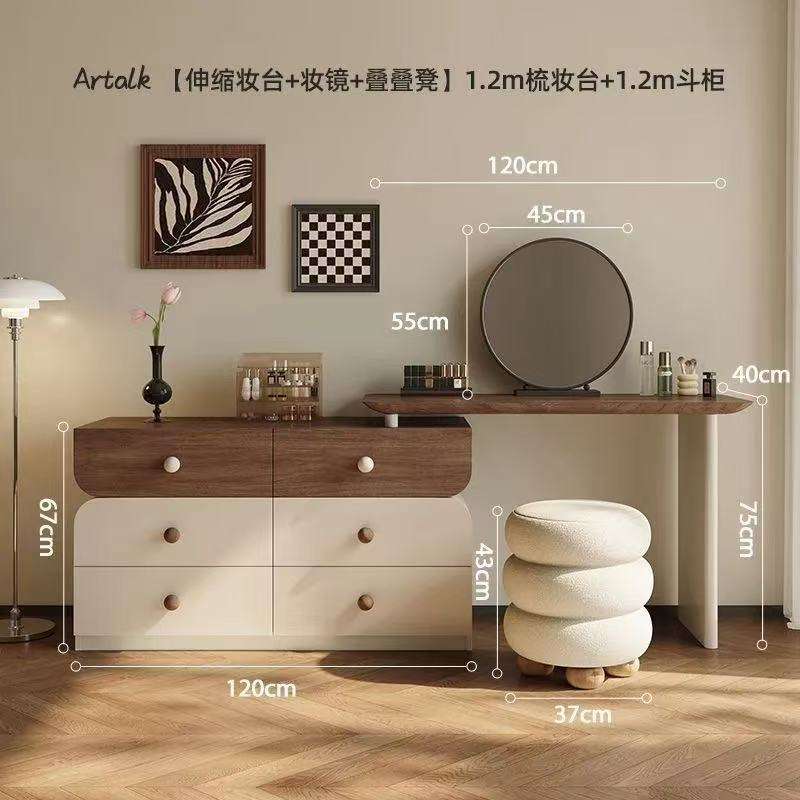 zz tocador de 1,2 m, cómoda de 1,2 m, taburete con espejo